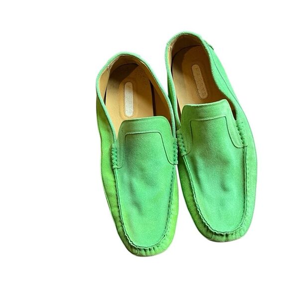 Harry's of London Neon / Lime Green Suede Moccasin Drivers Loafers Made in Italy - Picture 3 of 7